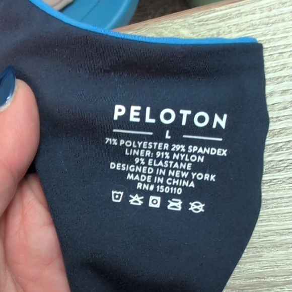 Peloton Blue and Yellow Racerback Sports Bra with Wide Straps - Picture 8 of 12